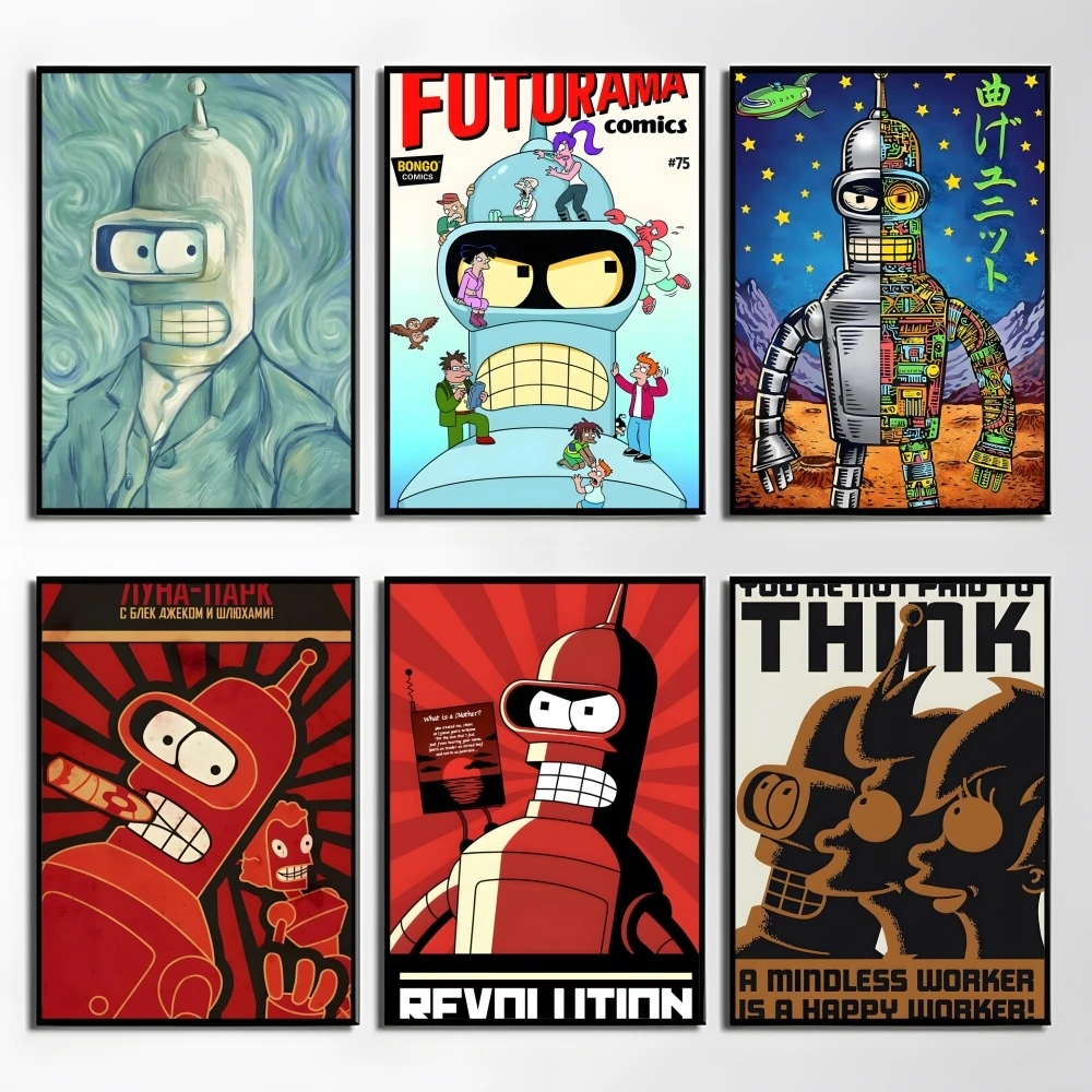 

Anime Movie Bender F-futurama Poster Elegant And Affordable Wall Art Stickers For Dormitory Living Room And Bedroom Spaces