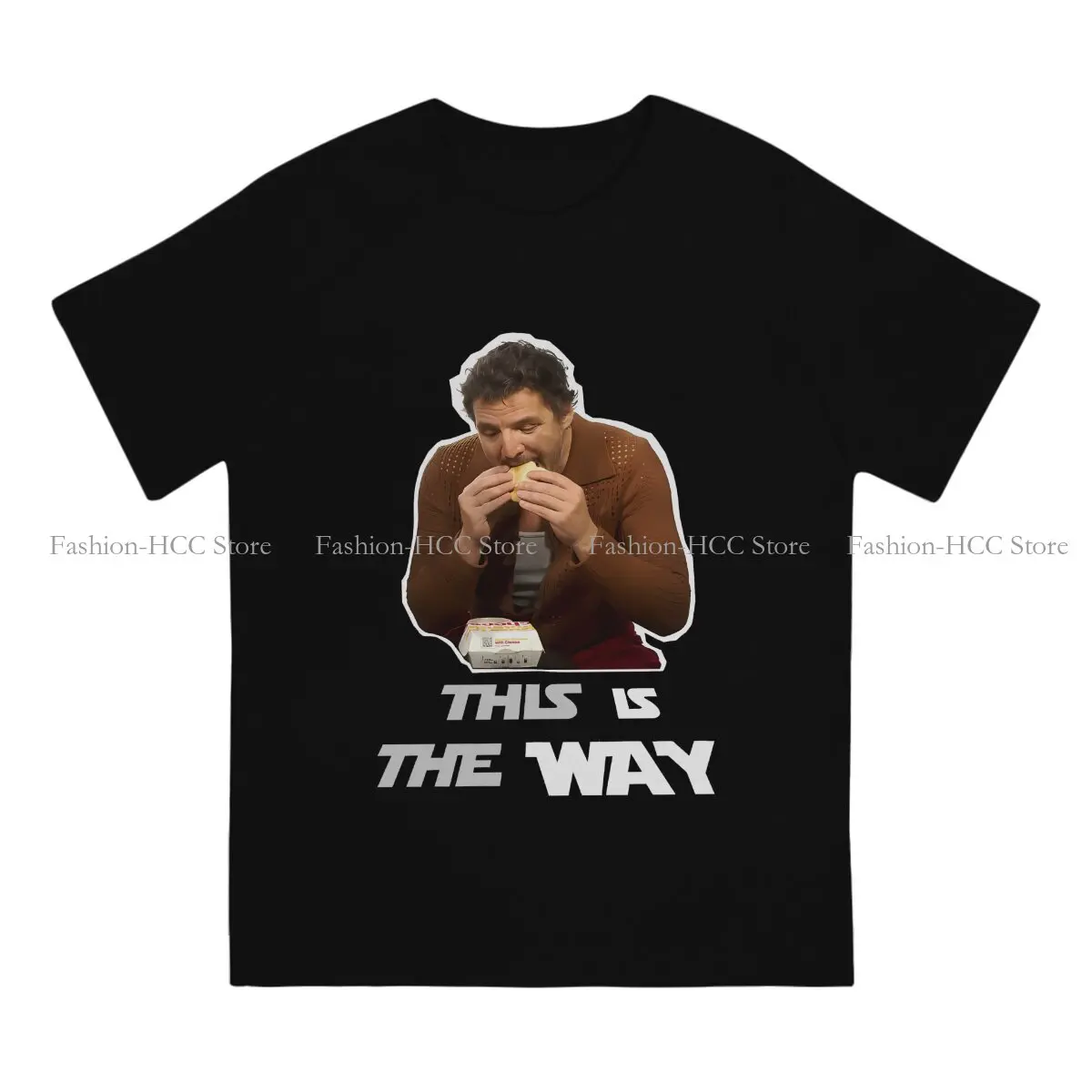 Pedro Pascal American Actors TShirts This is the Way Eating Empanada Distinctive Men's T Shirt Funny Clothing