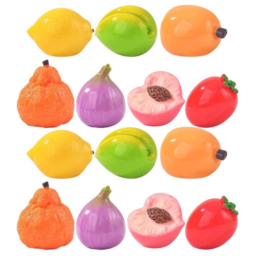 

14pcs Micro Landscape Fruit Ornaments Realistic Resin Fruits Kitchen Decor House Miniature Table Top Displays Artificial