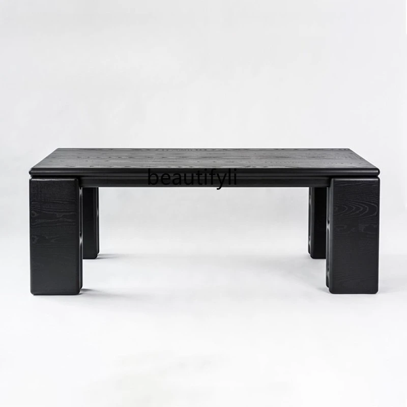 

Wabi-sabi wind light luxury creative groove solid wood dining table designer negotiation desk medieval restaurant meeting table