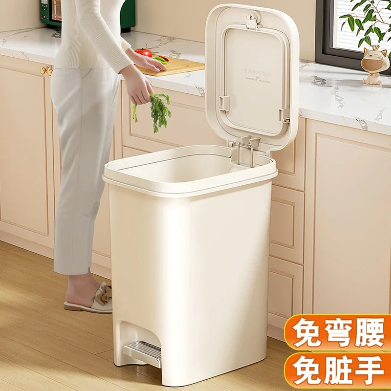 Kitchen Trash Can Household Premium Sense Press Bullet Cover Toilet with Cover Living Room Silent Large Foot Trash Can