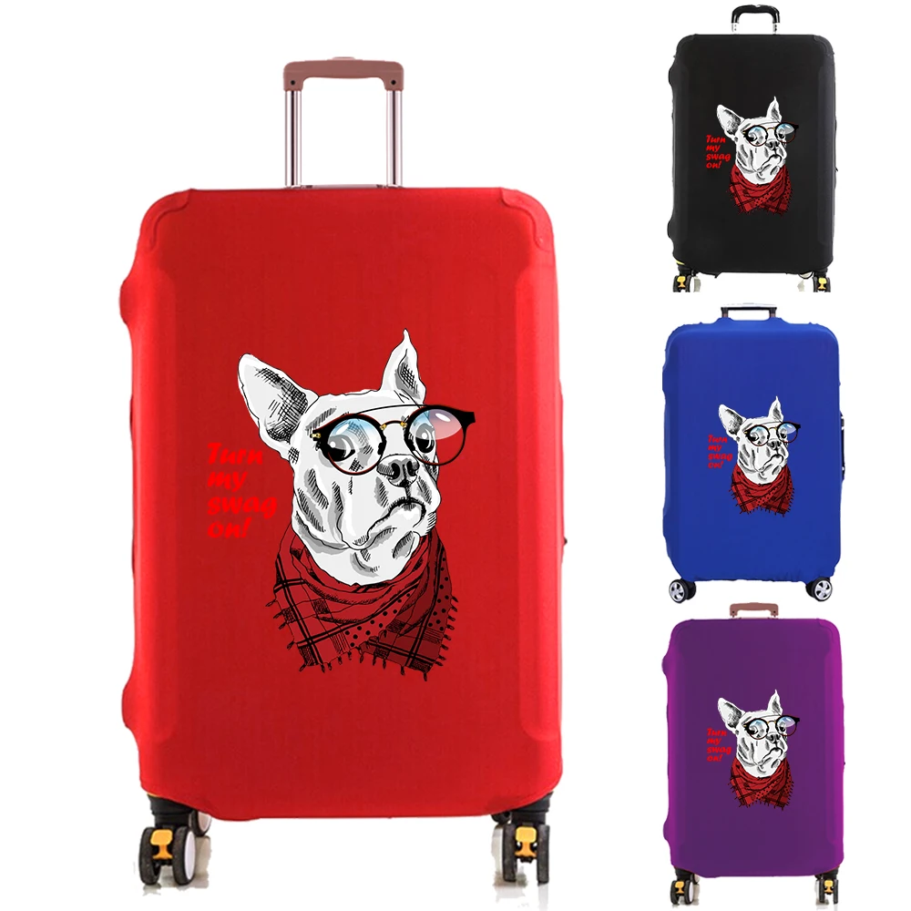 

Luggage Cover Suitcase Protector Elasticity Dust Cover In 18-32 Inch Travel Trolley Black Frame Dog Print Scratch Resistant Case