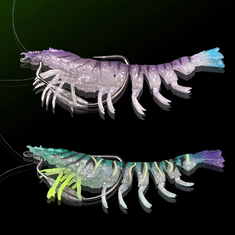 95 mm 10 g TPE leuchtende horizontale langsam sinkende Tintenfisch-Jig-Webfuß-Holzgarnelen-Krake-Tintenfisch-Angelköder