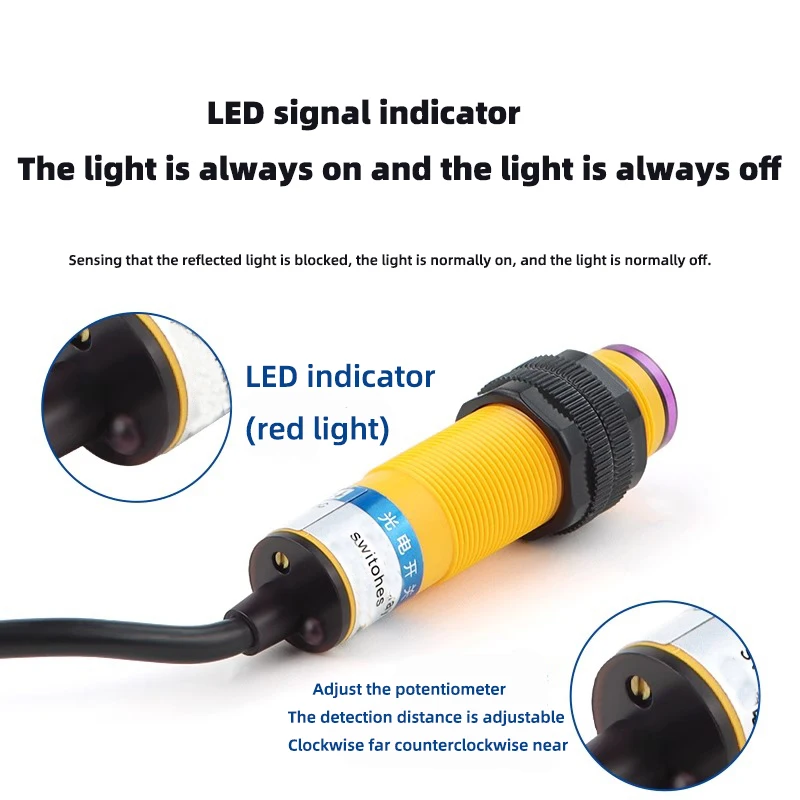 Sensor de interruptor fotoeléctrico de reflexión difusa E3F-DS30C4/C2/P4/P4 NPN normalmente abierto 3 cables ajustable 24v inducción infrarroja