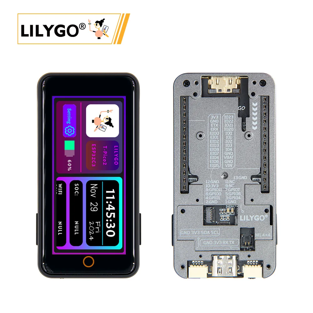 LILYGO® T-Pico-2350 RP2350 & ESP32-C6 Development Board Onboard 2.33 inch LCD Touch Display HDMI Video Interface XL9535 Expander