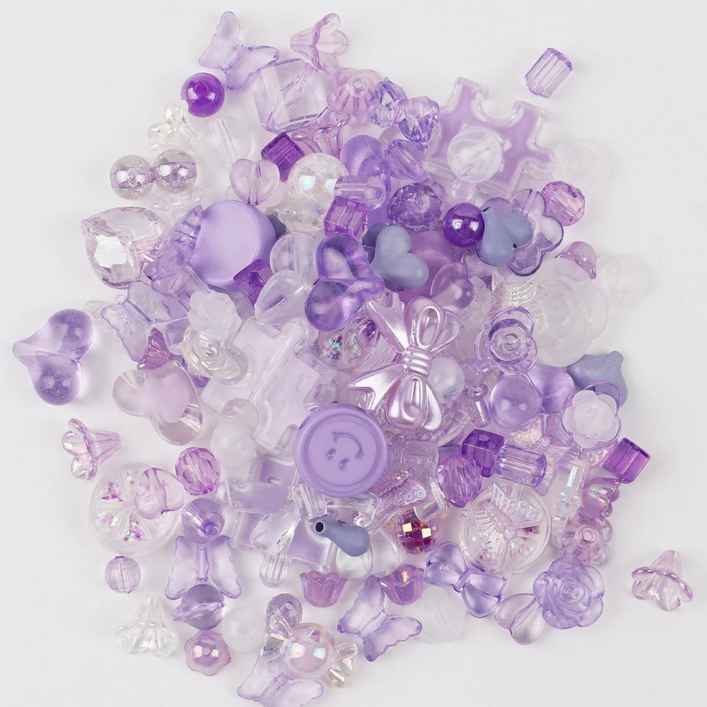 

50g Random Mix Size Acrylic Beads Smile Heart Flower Beads For DIY HandmadeCrafts Making Sewing Bead Accessories