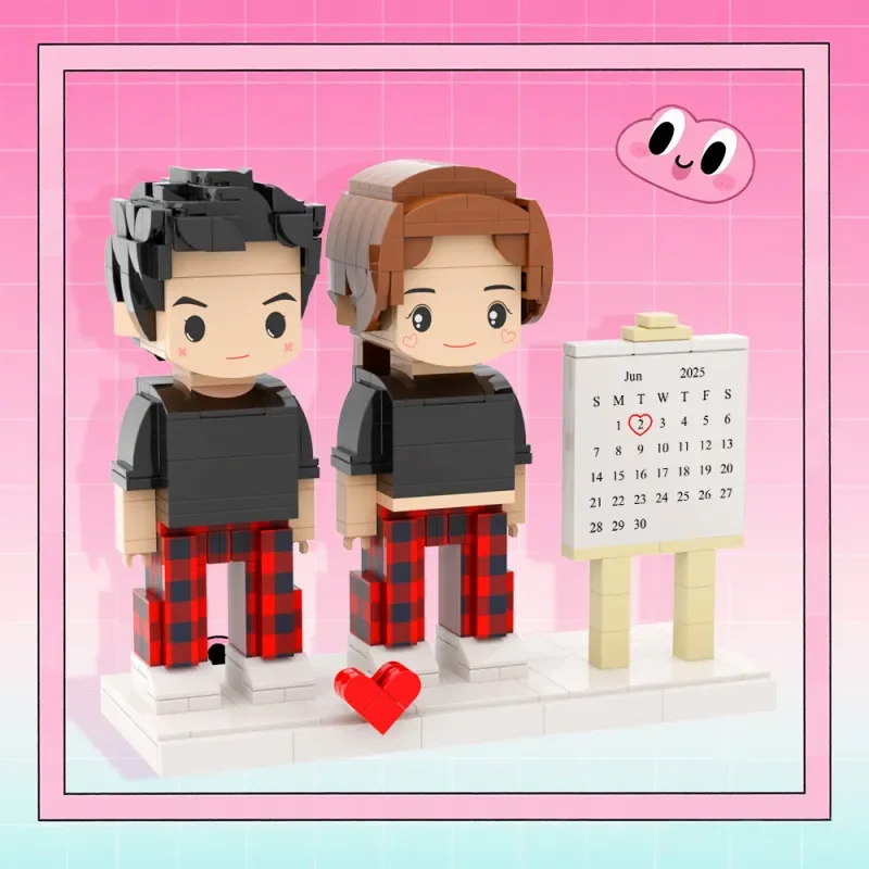 

Фотоподарки для пар, персонализированный календарь, кирпичная фигурка, значительный маркер даты, мои кирпичные фигурки на заказ, строительные блоки