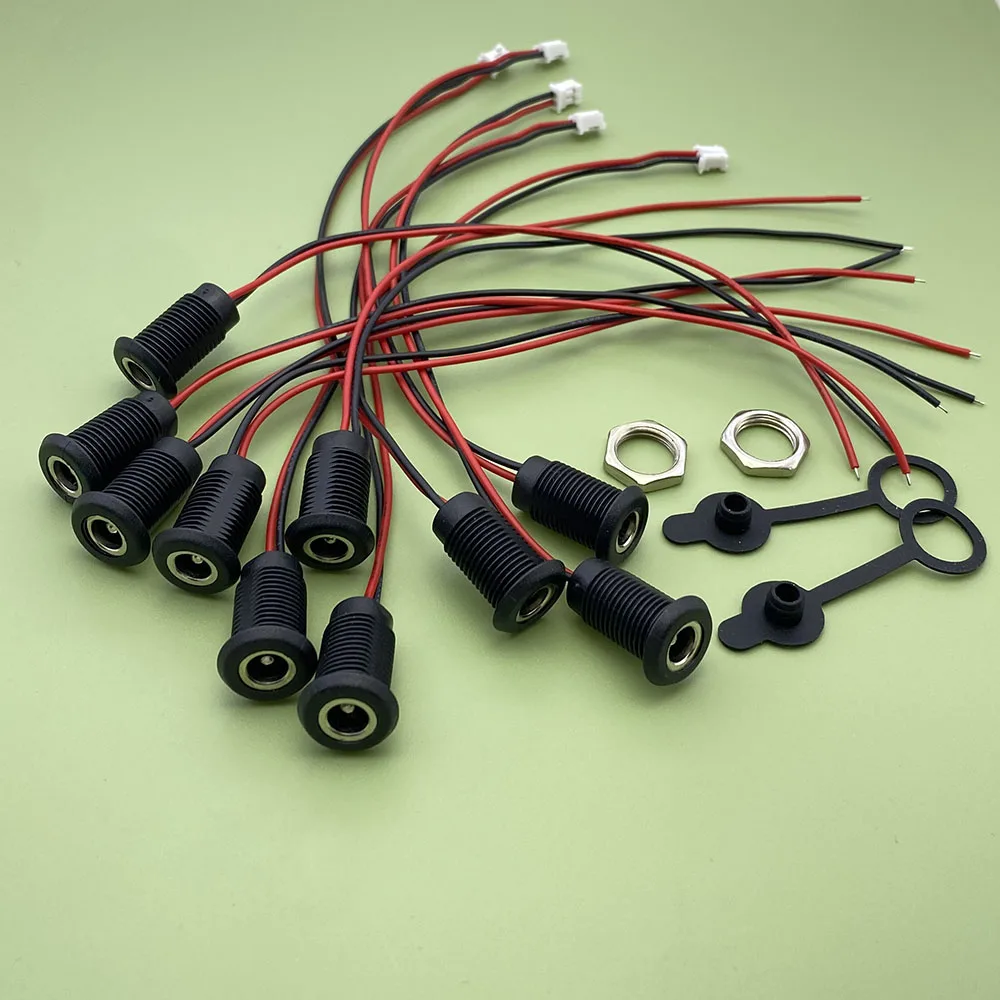 1-10 pcs DC 5.5*2.1mm 2A 24AWG Socket DC Power Supply Jack Socket Plug Female Panel Mount Connector 5.5mm 2.1mm ph2.0 Adapter