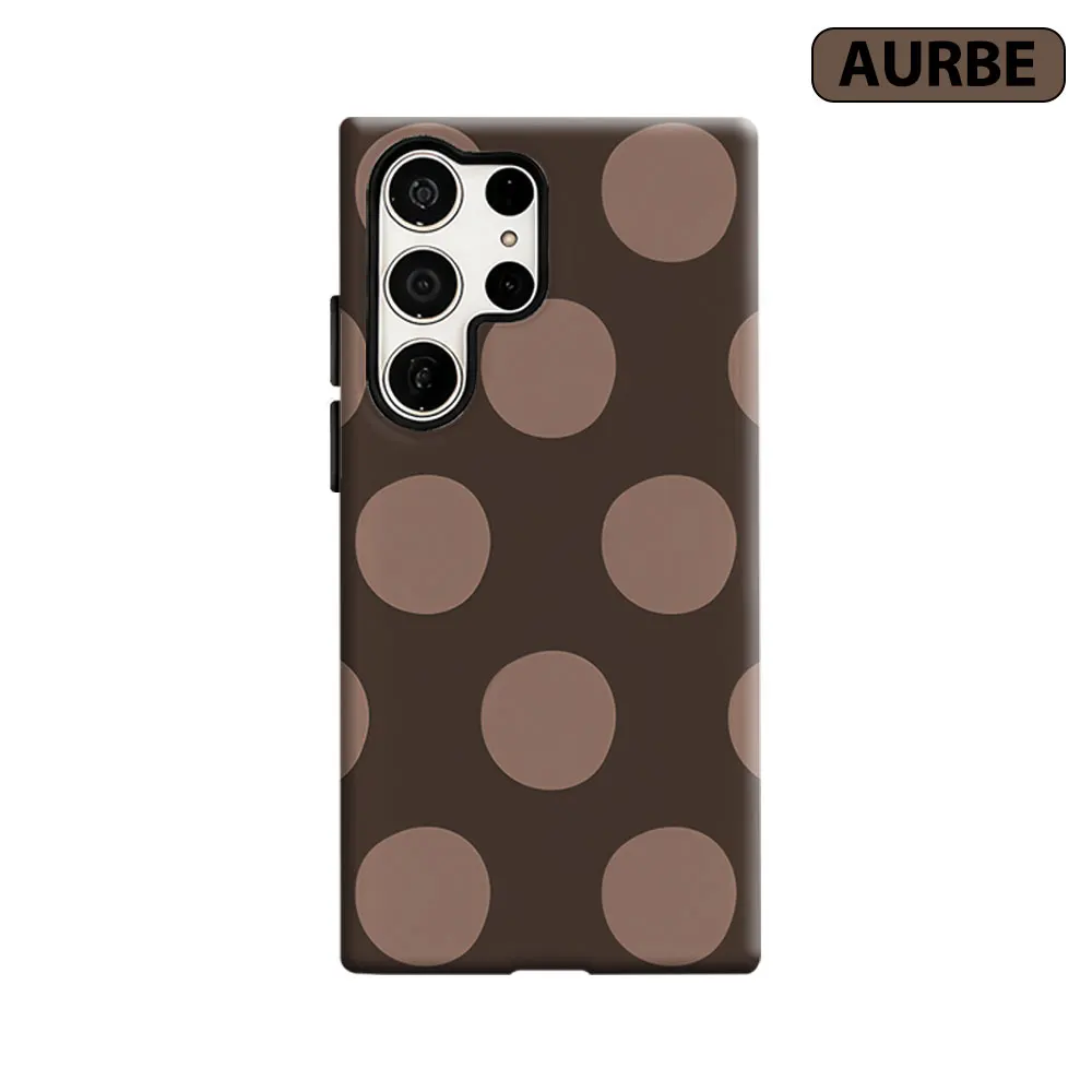 Aurbe Phone Case For Samsung Galaxy S26 S25 S24 S23 Ultra Plus HD Hard Brown Background with Dots Double Layer Film Cover