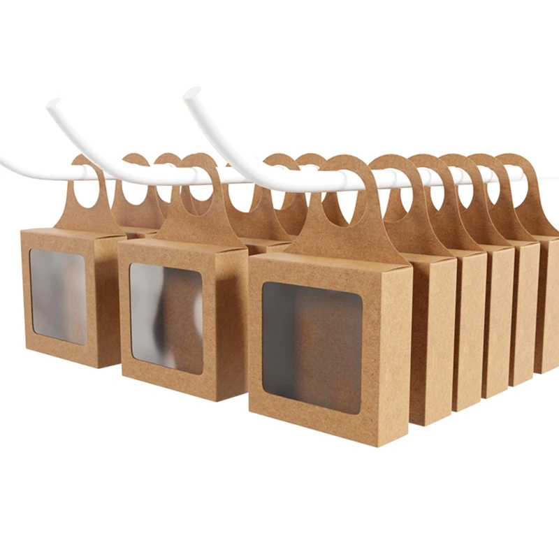 50 Pcs Wine Accessory Sets Wine Candy Boxes With Window Foldable For Christmas Wedding Party image 2
