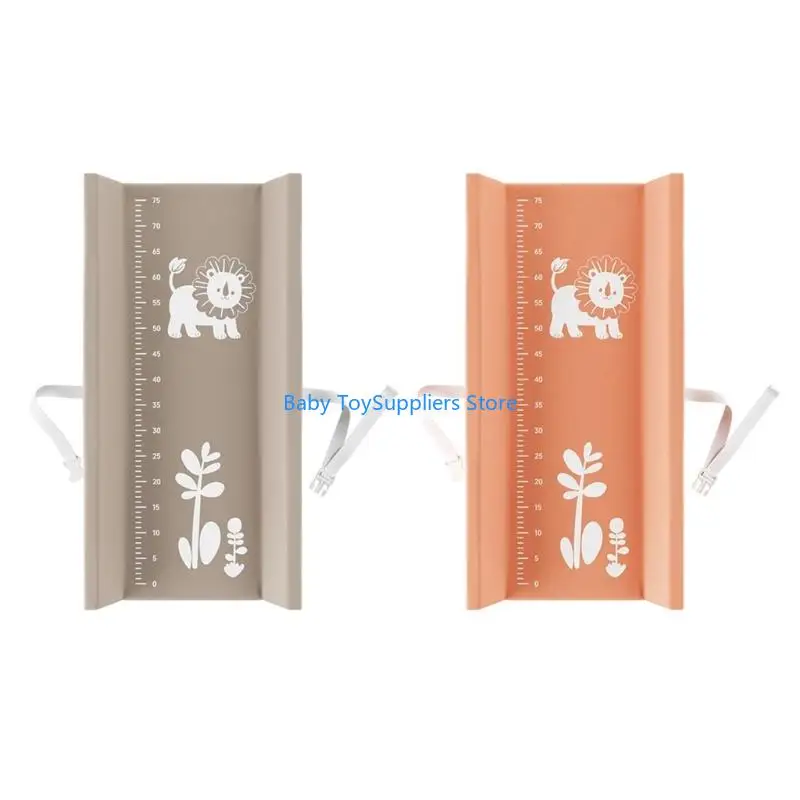 

R1WF Diaper Changing Pad Playful Animal Design Safety Band Waterproof Diaper Changer Mat With Growth Tracking For Baby