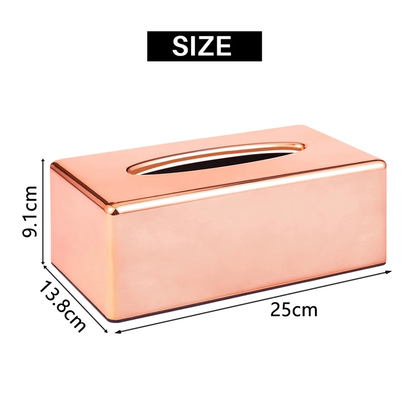 Paper Rack Elegant Royal Rose Gold Car Home Rectangle Shaped Tissue Box Container Napkin Tissue Holder