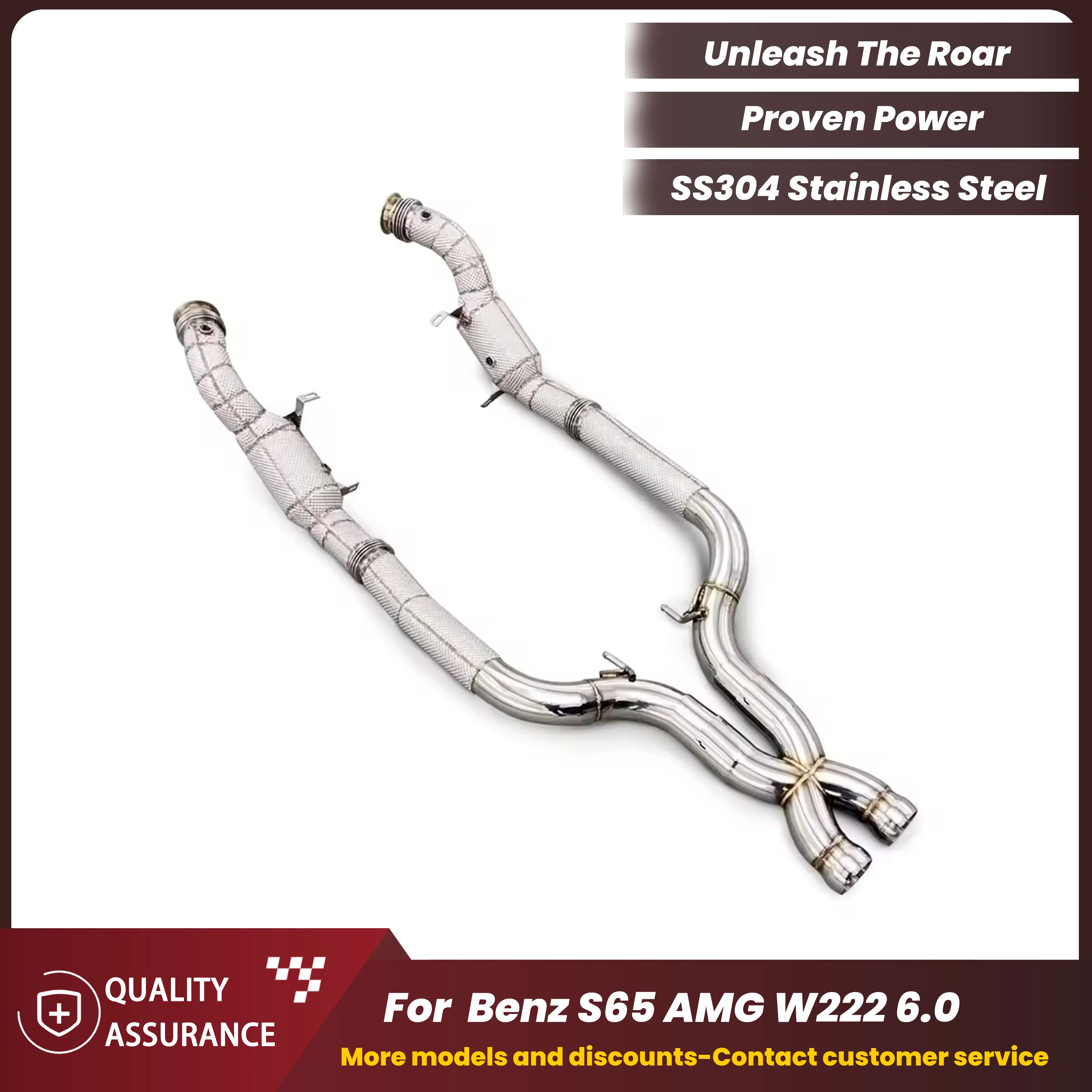 

High Flow Downpipe with Heat Shield for Mercedes S65 AMG W222 6.0T 2017-2019 SUS304 Stainless Steel by ECCF