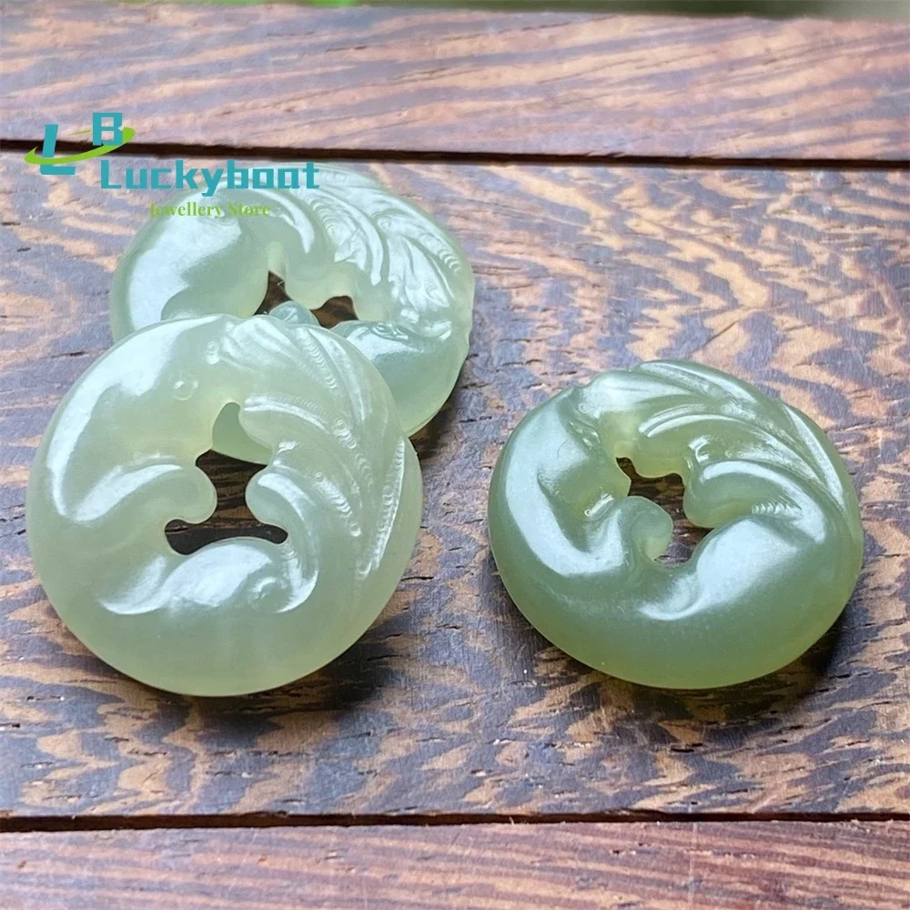 

20mm Hetian Jade Double Sided Fox Pendant DIY Bracelet Necklace Accessories