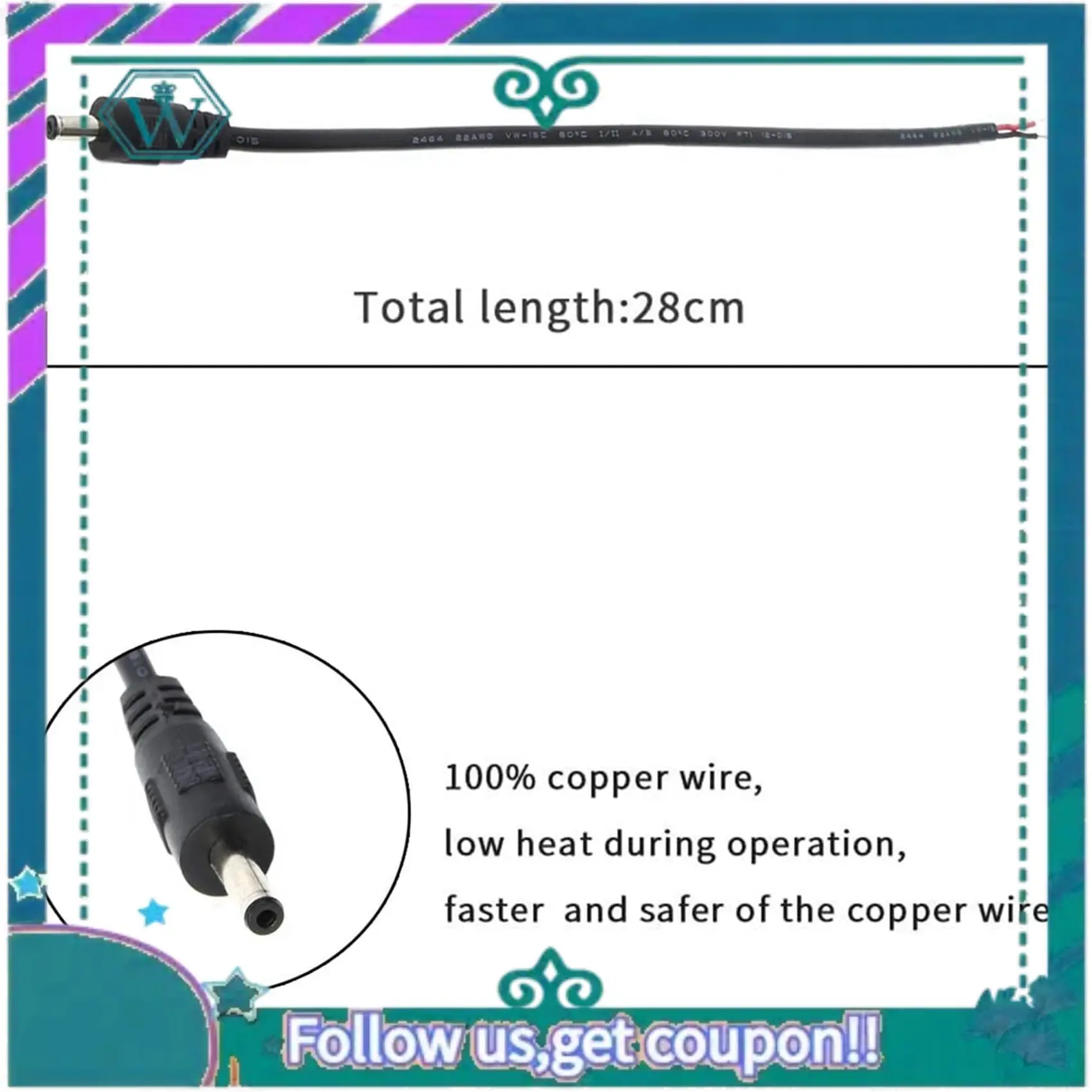 

A75Q-10 Pack 3.5Mm X 1.35Mm DC Power Male Plug Jack To Bare Wire Open End Pigtail Power Cable Cord 3.5X1.35Mm For DC Power