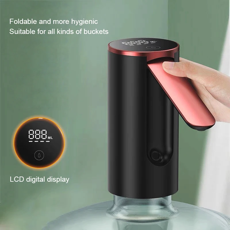 Bomba de botella de agua eléctrica con carga USB, automática, interruptor automático, plegable, para el hogar y la Oficina