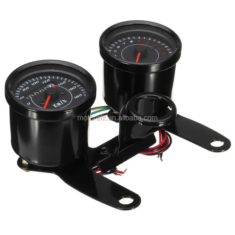 Motorcycle Tachometer Odometer Speedometer Gauge Kit w/ Bracket LED Backlight Display
