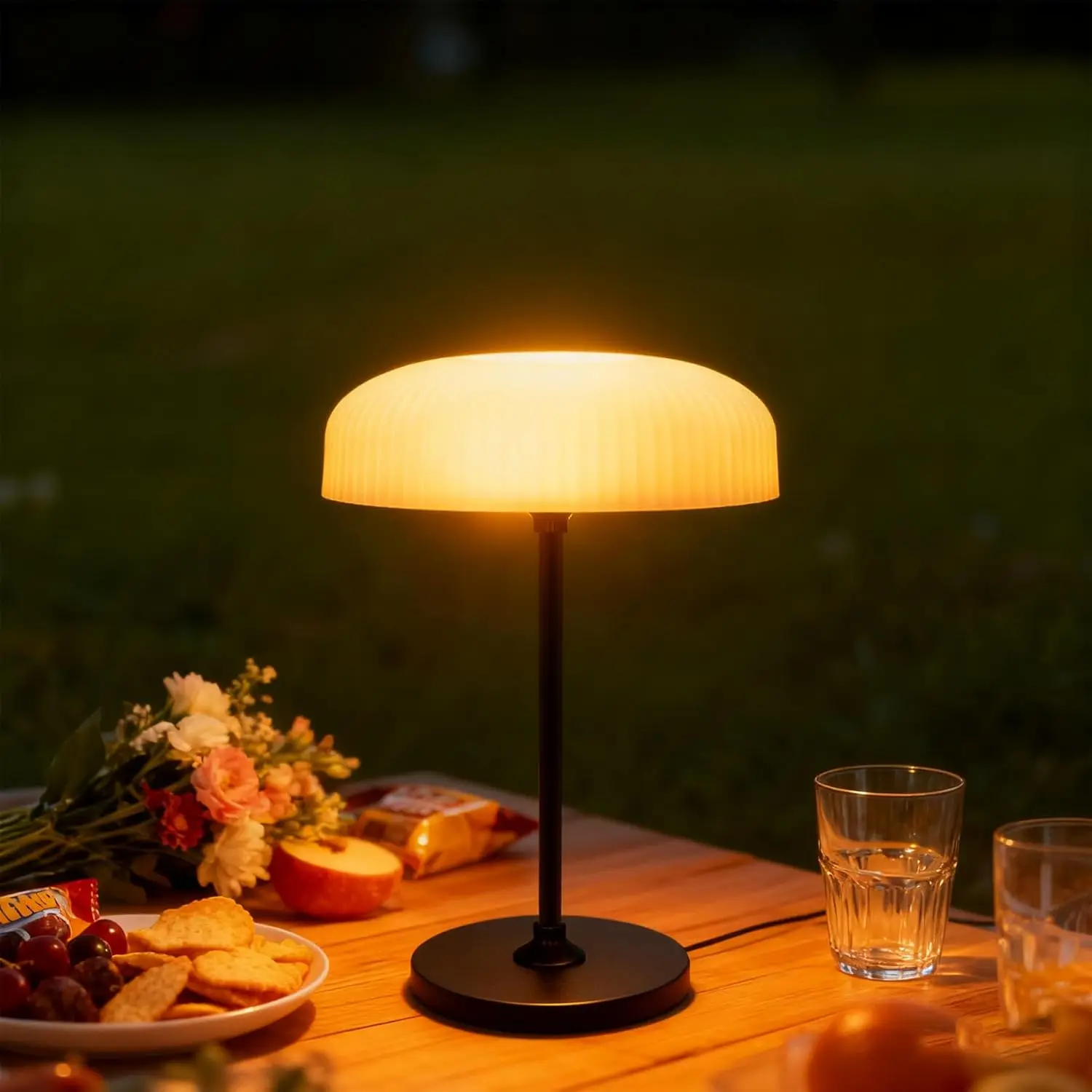 

Solar Outdoor Table Lamp - Waterproof, Touch Dimmable, Rechargeable for Garden Patio