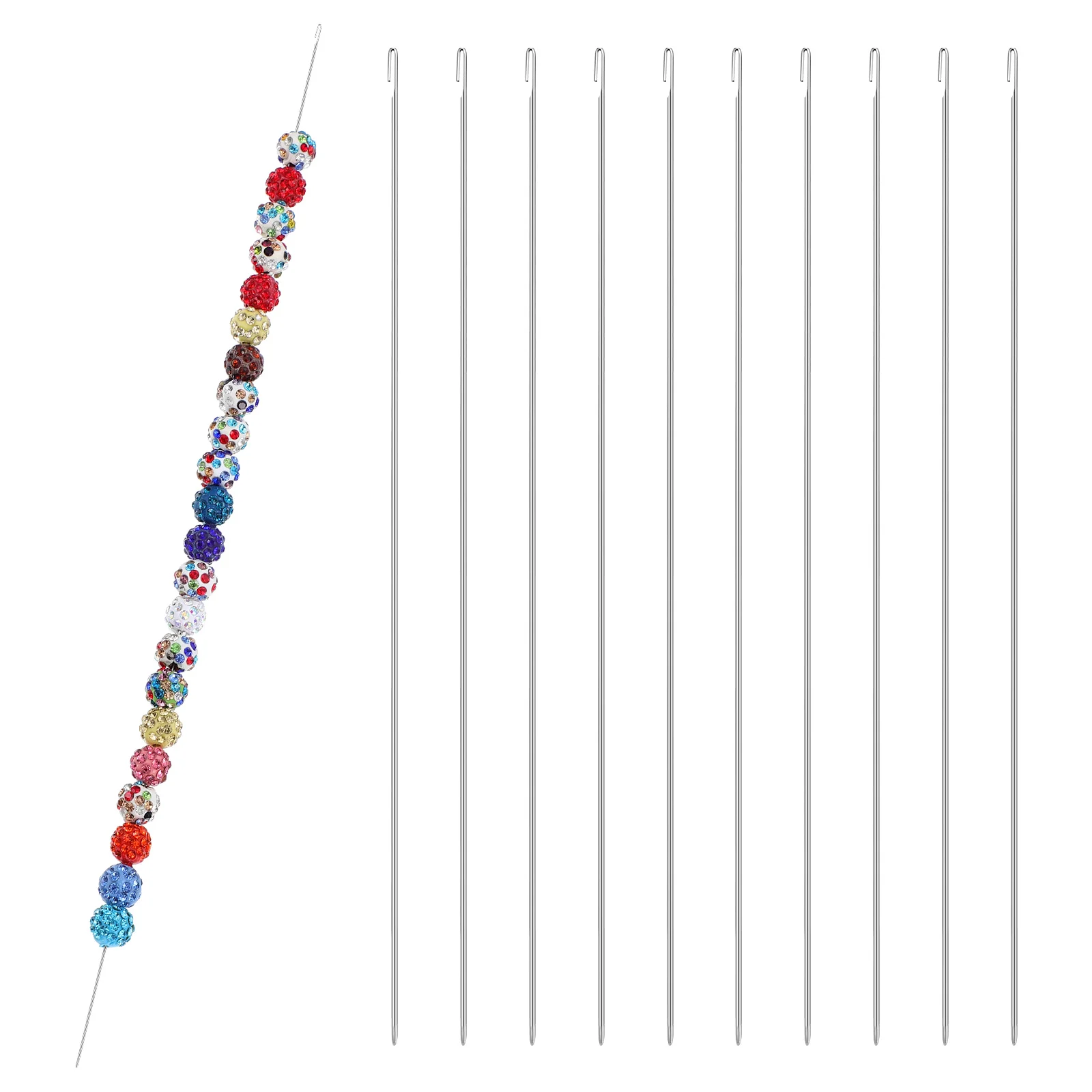 10 Pcs Beading Needle Threading Tool Beads DIY Tools Alloy Stainless Threader Needles Supplies