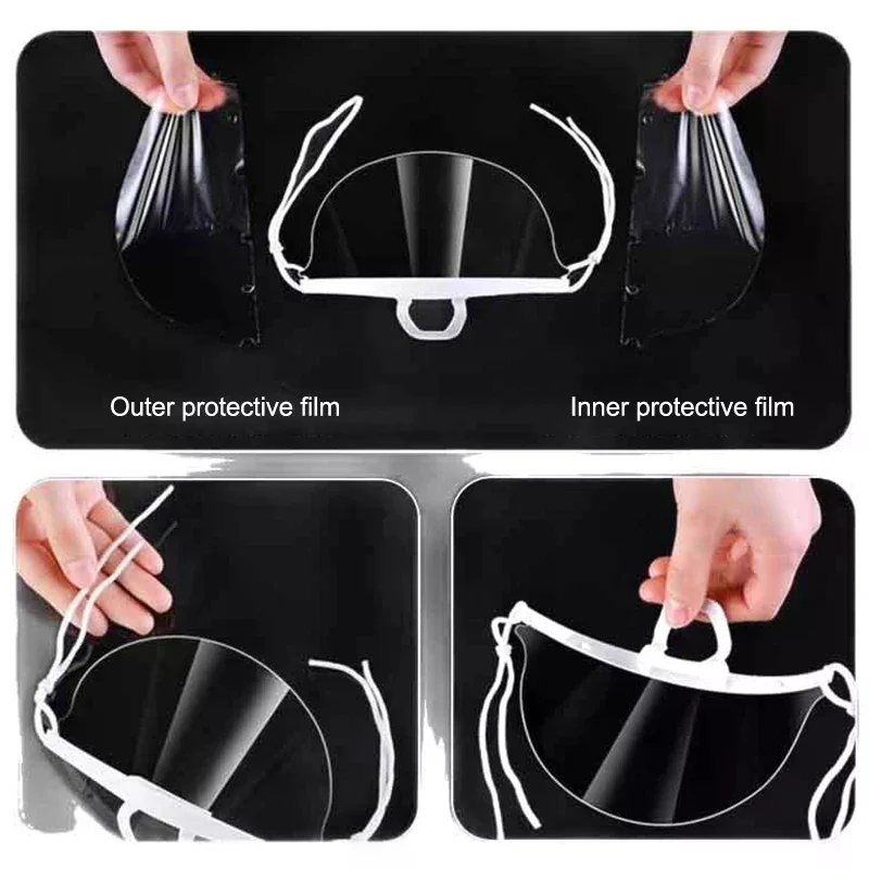 10/20/30 قطعة قابلة لإعادة الاستخدام شفافة مكافحة الضباب قناع غطاء البلاستيك مفتوح الوجه الحرس مطعم المدرسة البلاستيك مكافحة اللعاب الفم درع