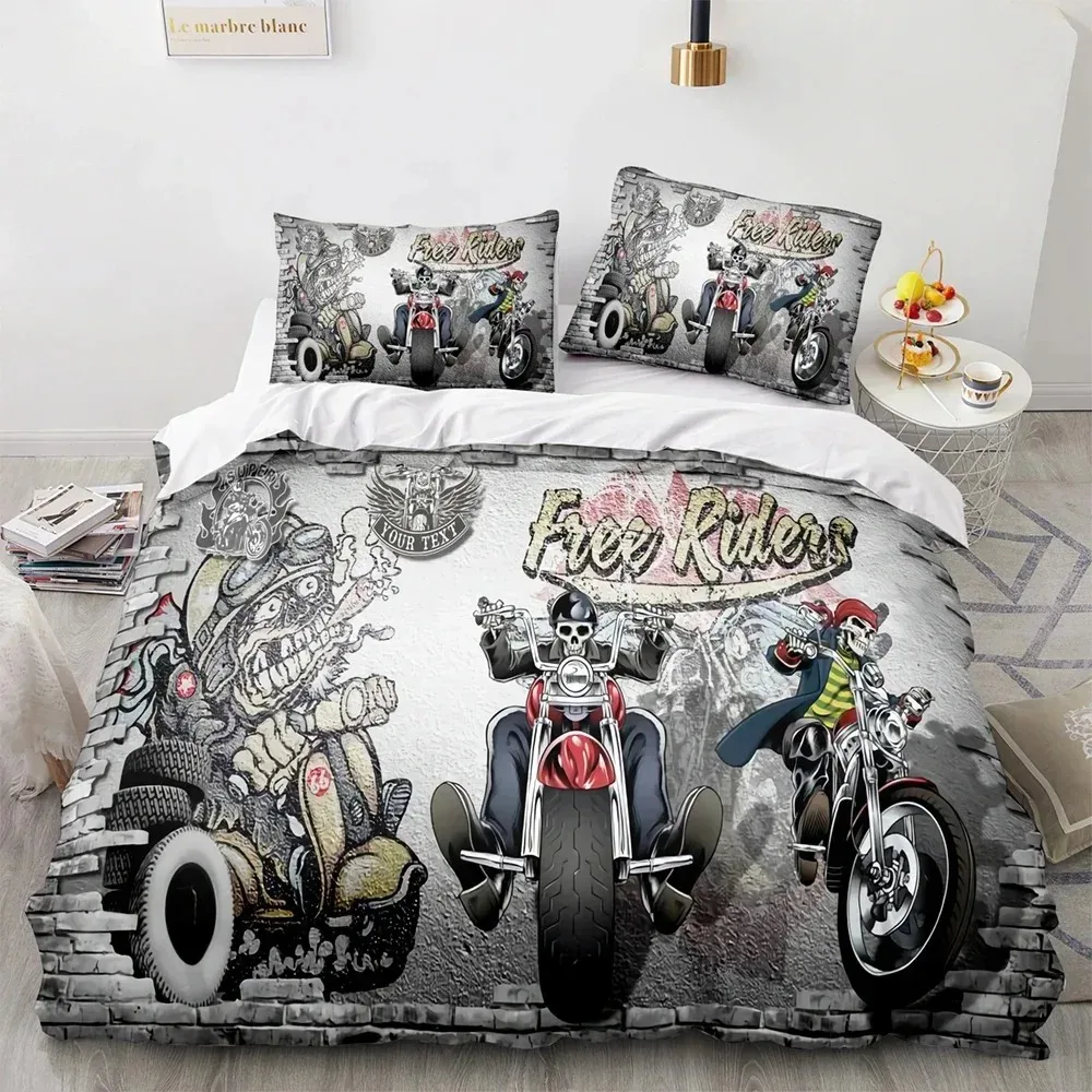 

New Classic motorcycle 3D NEW Duvet Cover Pillowcase Bedding Set Adult Boy Girl Bedroom Decoration Children Single Double Large