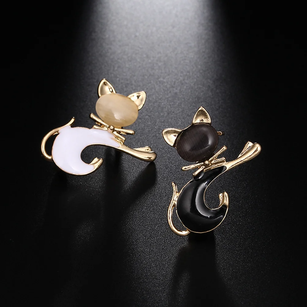 

Cat Shaped Brooch Pin Alloy Rhinestone Women's Fashion Jewelry Accessory for Dress Sweater Hat Scarf Shawl Corsage Gift Black