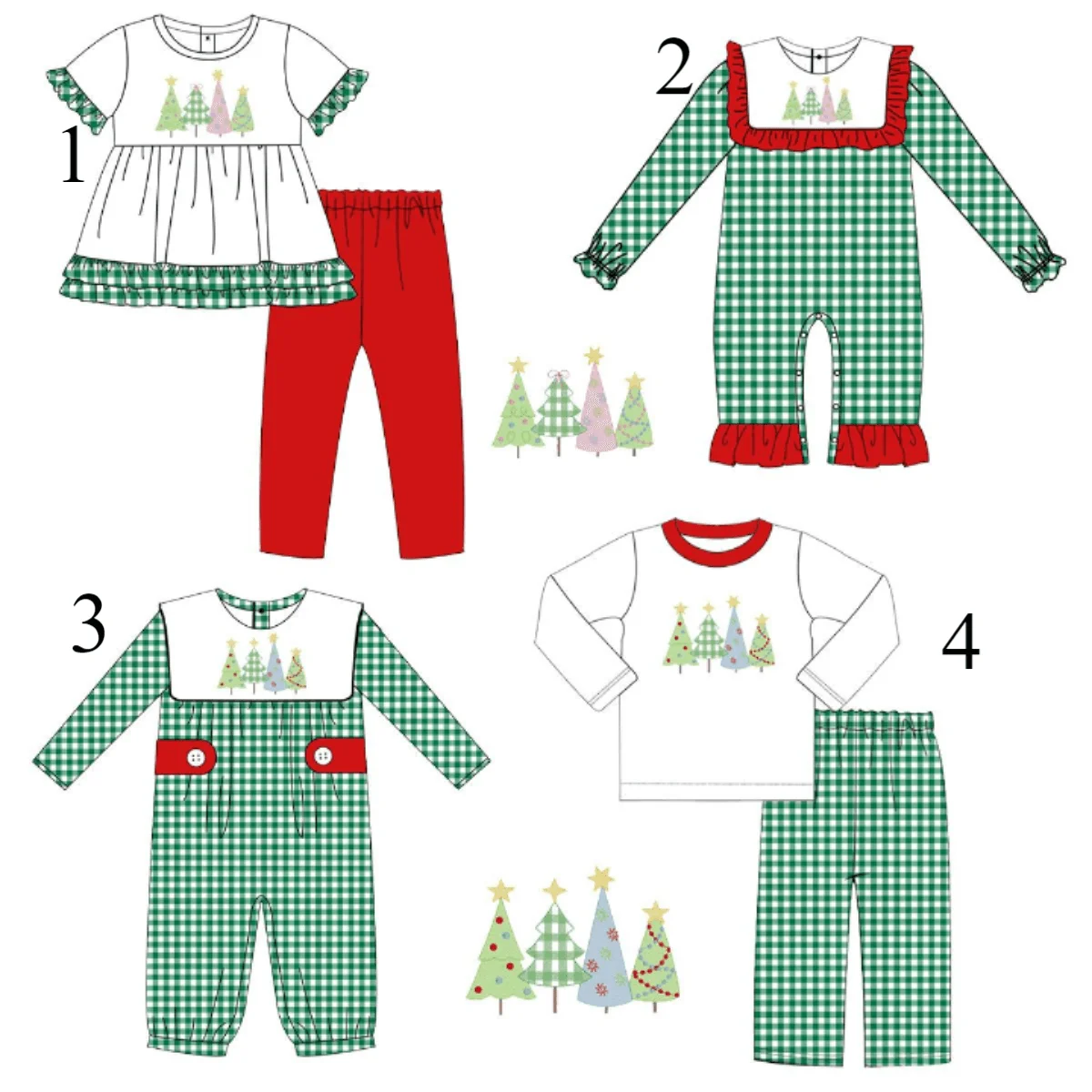 

Christmas tree print children's clothing sets for boys and girls, wholesale children's clothing boutique children's clothing