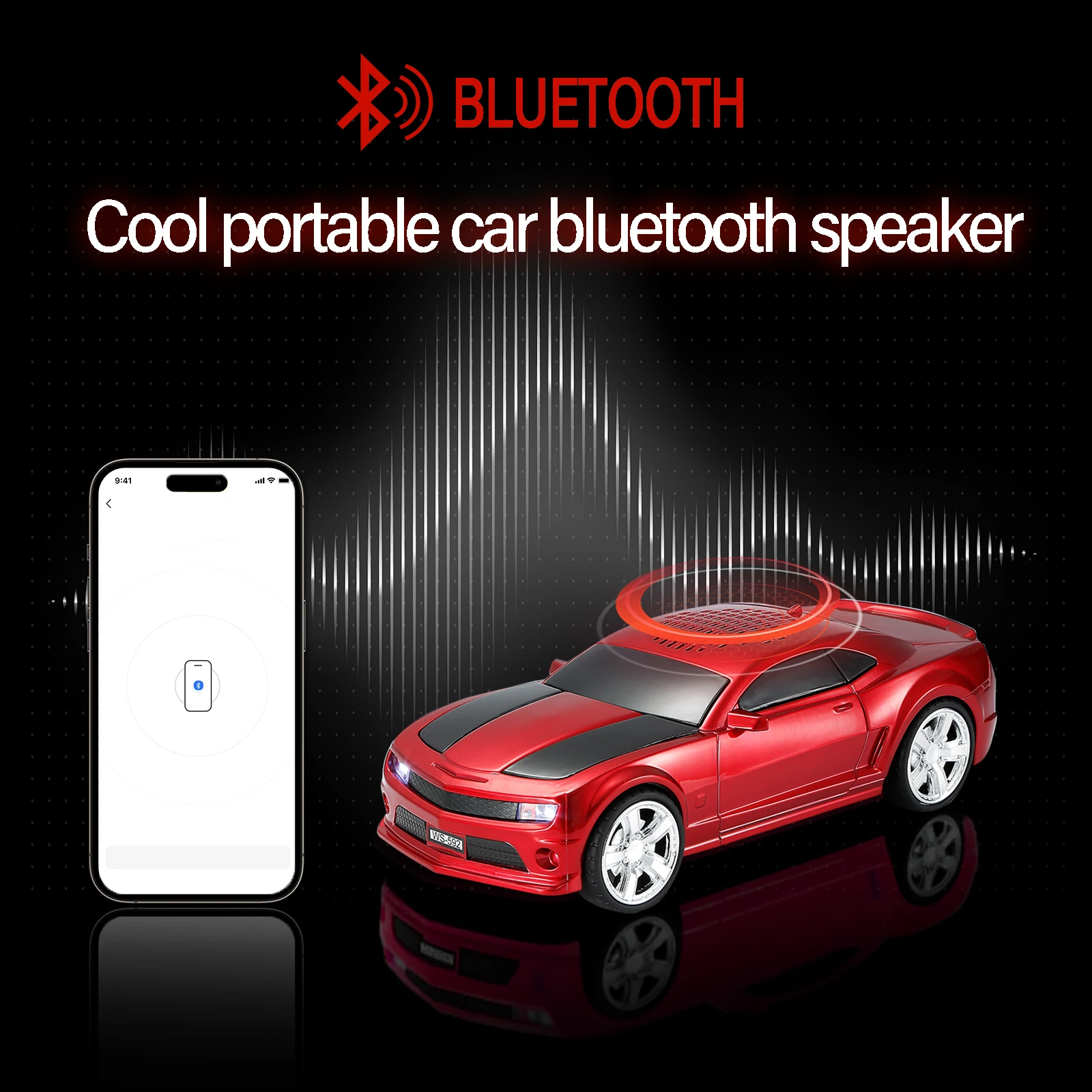

WS-592 Supercar Shaped Wireless Bluetooth Speaker Car Theme with TF USB FM AUX Handsfree TWS Autodyne Rechargeable Sound System