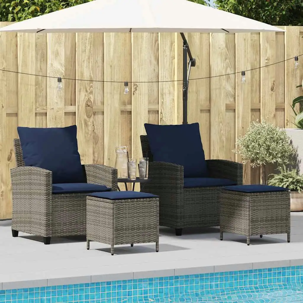 

Garden Sofa Set Grey Navy Blue PE Rattan Powder Coated Steel Outdoor Furniture Stylish Couch for Patio Balcony Garden