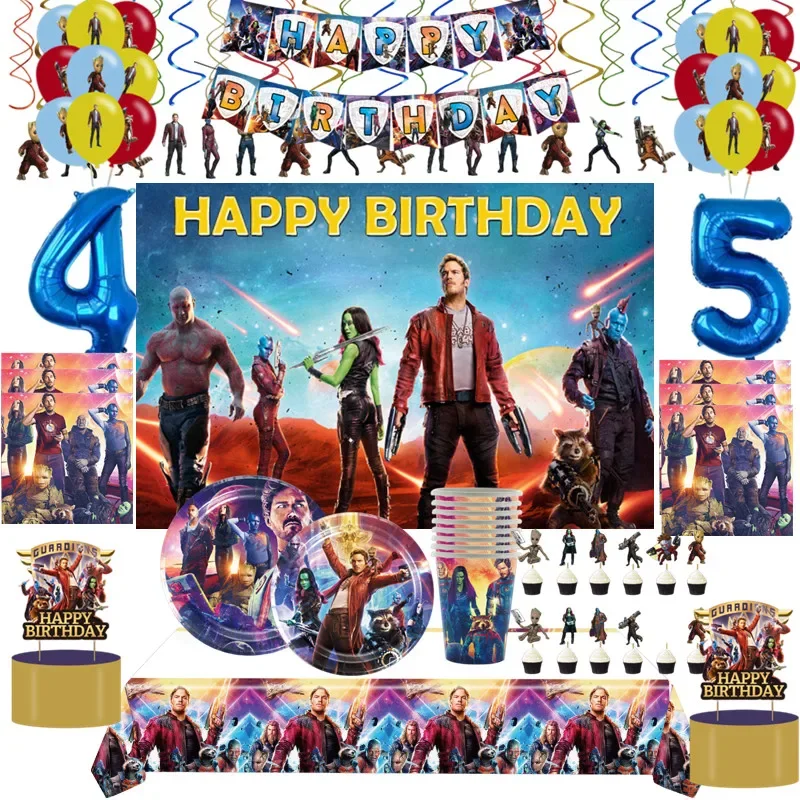 Guardians of the Galaxy Birthday Party Decor Balloons Plate Cup Backdrop Superhero Theme Baby Shower Kids Birthday Party Supplie