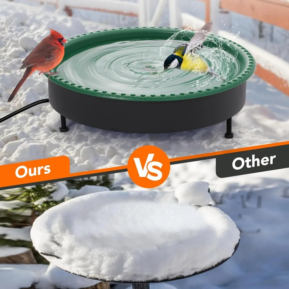 Podgrzewana kąpielisko dla ptaków 2 w 1 z termostatem na każdą porę roku, 100W do użytku na zewnątrz w ogrodzie