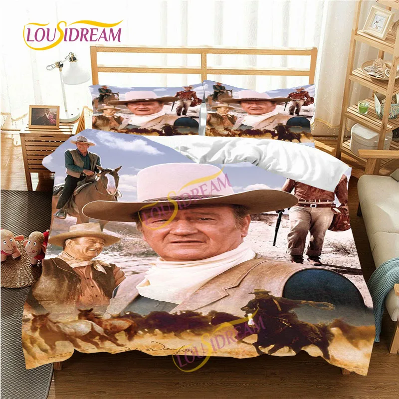 Creative Down Pillow Case Bedding John Wayne Pattern Set Four Seasons Large Three Piece Sheet Set Soft Bedcover Pillow Case.