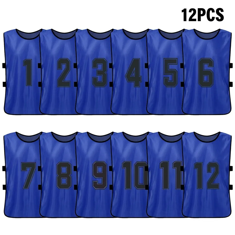 12 PCS Kid's Football Quick Drying Soccer Jerseys Youth Sports Scrimmage Basketball Team Training Numbered Practice Sports Vest