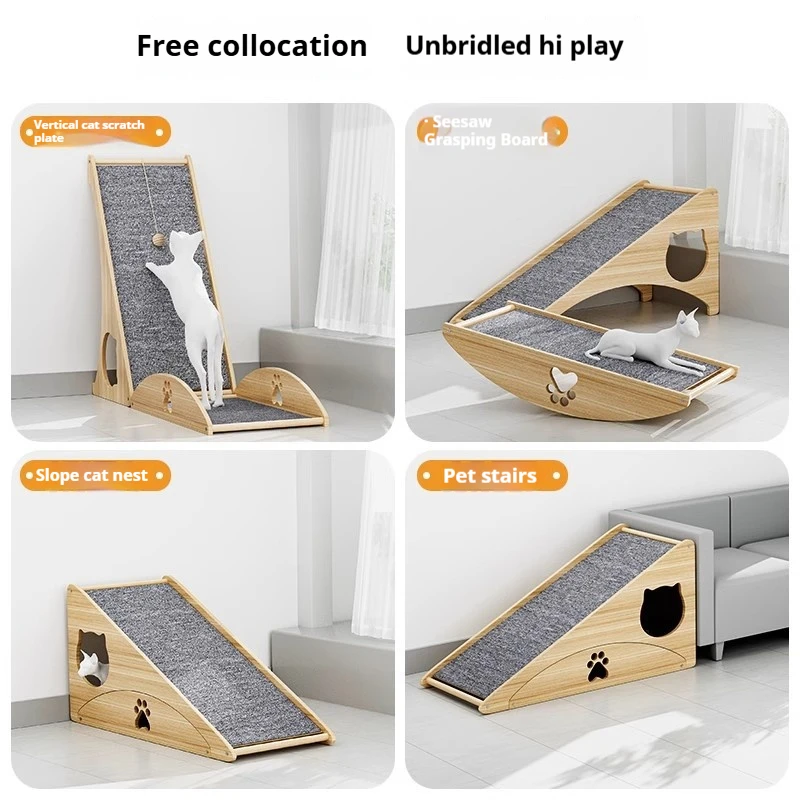 Multi-functional cat scratch board cat wear-resistant scratch no dandruff cat bed shaker scratch board pet stairs