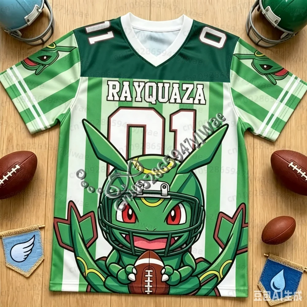 26 Sommer Herren Damen Kinder Cartoon Mewtwo Bulbasaur Fußballtrikot Y2k Streifendruck Familien-Partnerlook T-Shirt Strand-T-Shirt – Detail 18