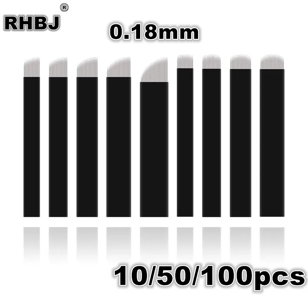 

0.18mm Fine Needle Thread Embroidery Blade for Practice, Hand Needle, Sterile Semi Permanent Makeup Lip Tattoo Blade Accessories