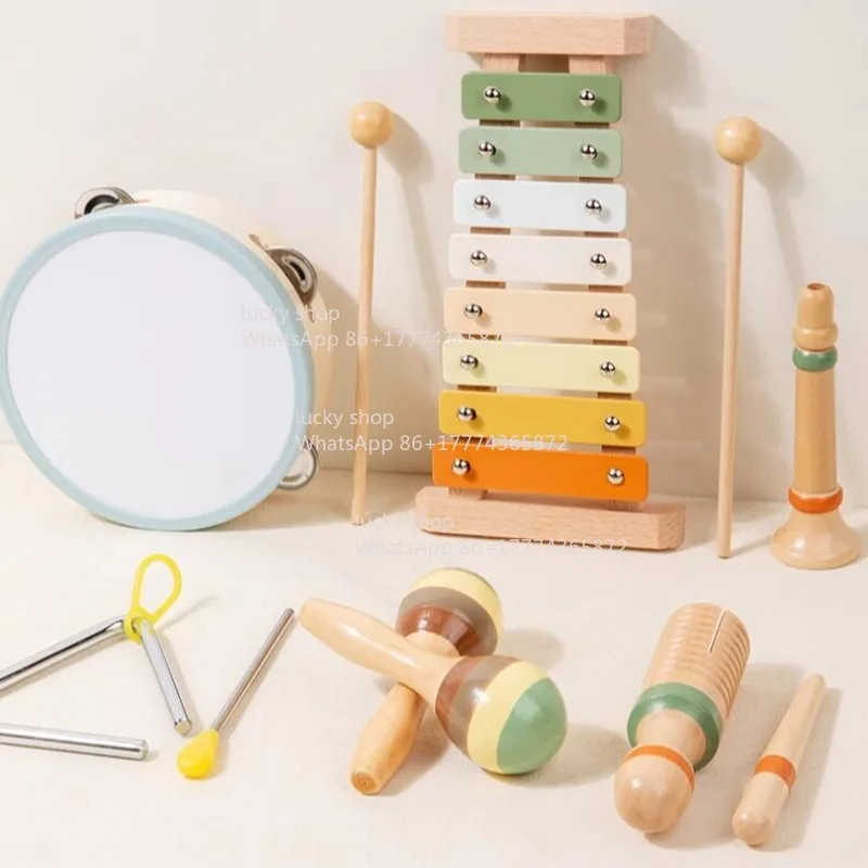 Wooden Set Children's Music Enlightenment Playing Piano Sandhammer Hand Bell