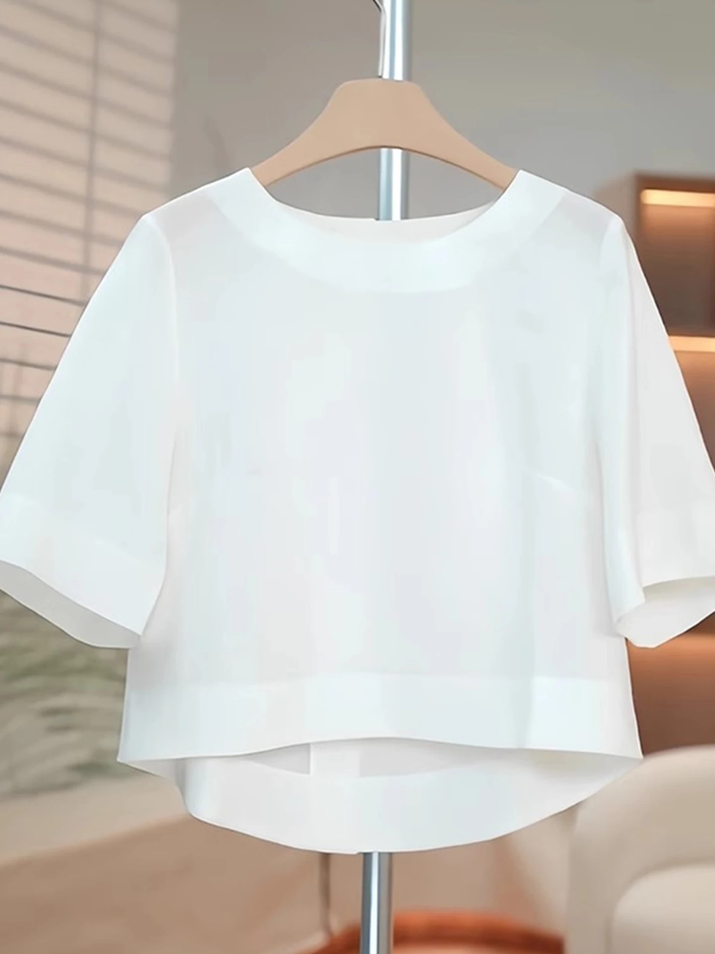 Loose  Color round Ne T-irt Women's Faionable Oversize Pullover Top Slimming Design Korean Sle Commute Wind