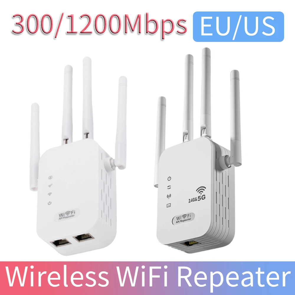 

Беспроводной Wi-Fi репитер 300/1200 Мбит/с с портами WAN/LAN, двухдиапазонный (2,4 ГГц/5 ГГц) усилитель Wi-Fi сигнала для дома и офиса