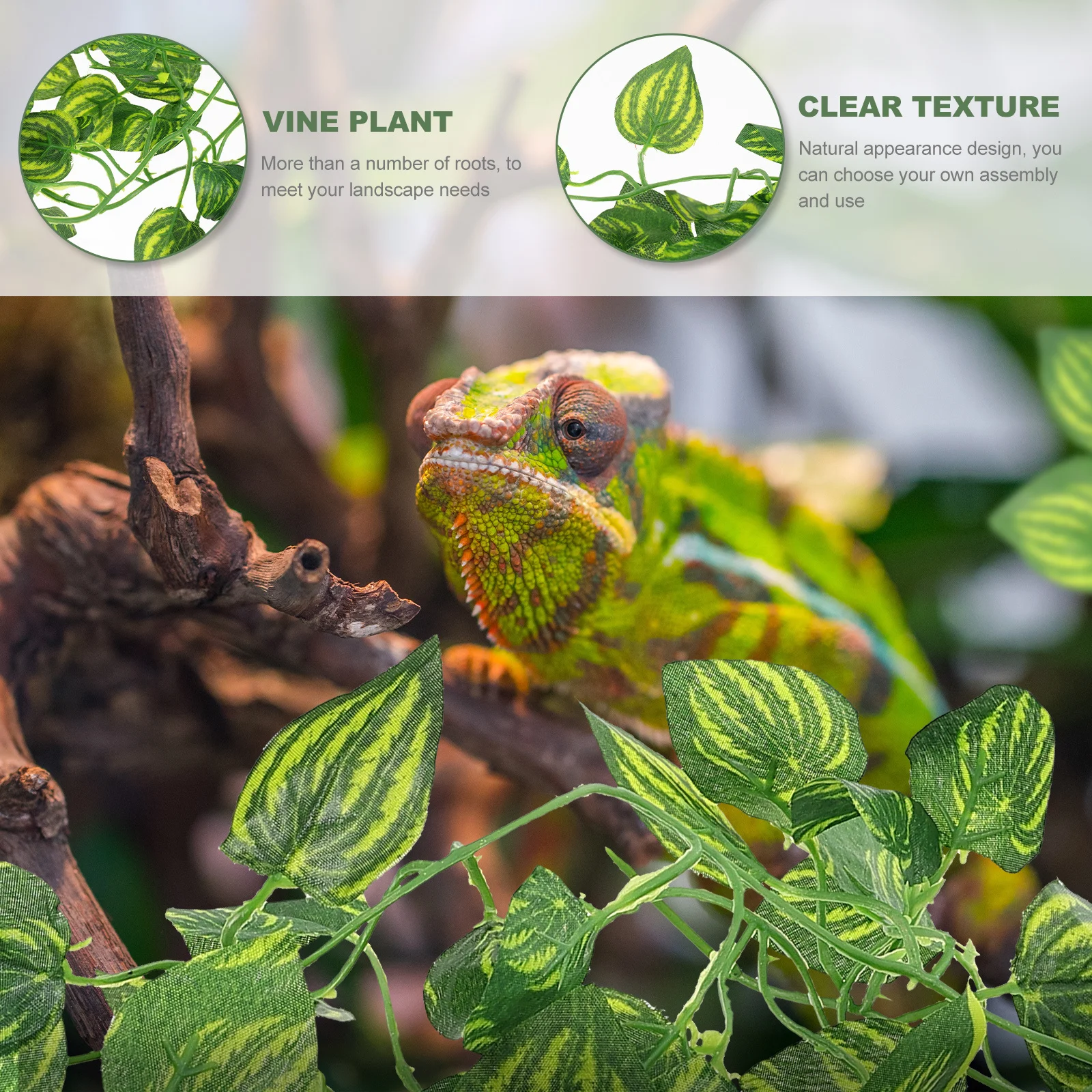 

Simulated Vine Plant No Harm Plastic Bright Color Realistic Reptile Vine Decor Terrarium Landscape Fake Plant for Geckos Lizards