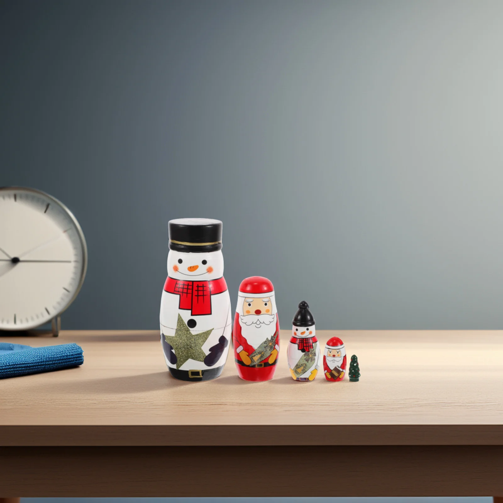 カラフルな雪だるまの入れ子式ロシアのマトリョーシカ、装飾、収納、ジュエリー、キャンディー、クリスマス、誕生日プレゼントに