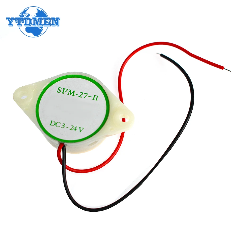 2pcs SFM-27 Intermittent Beep High-decibel Active Buzzer DC 3-24V 12V 95DB Electronic Buzzers Alarm, for Arduino