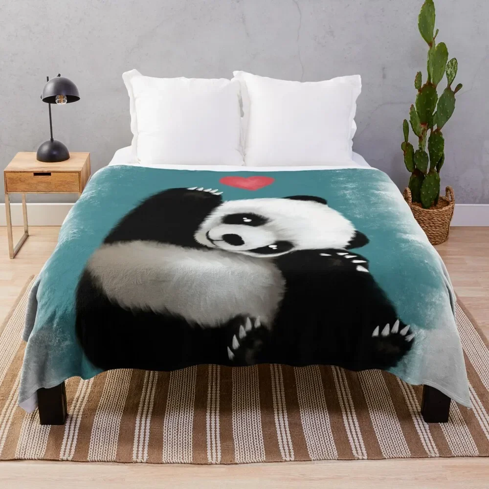 

Panda Love (Blue) Throw Blanket Luxury Thicken Moving Hairy Flannels Blankets