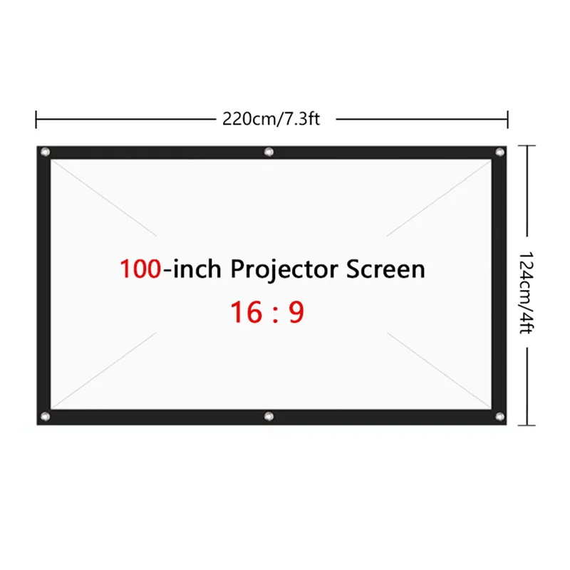 Y43A-24X Portable Projector Screen For Home Theater Outdoor HD White Foldable Anti-Crease (100Inch)