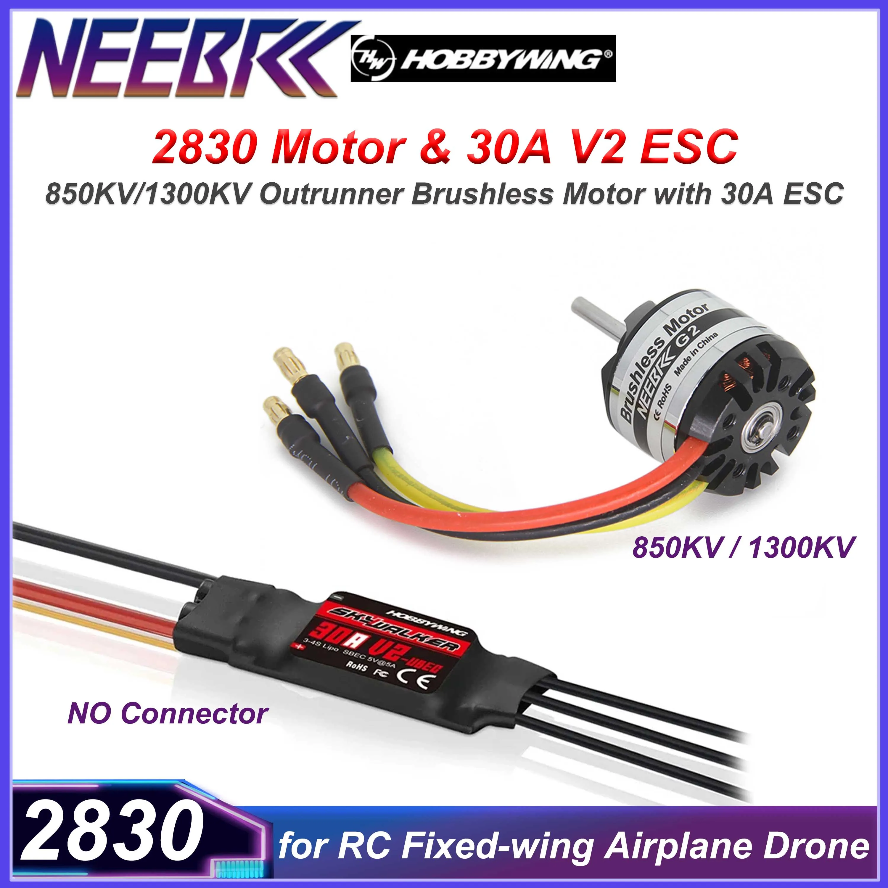 

NEEBRC 2830 850 кВ 1300 кВ бесщеточный двигатель Outrunner с регулятором скорости 30 А ESC V2 для радиоуправляемого самолета-дрона-мультикоптера с неподвижным крылом