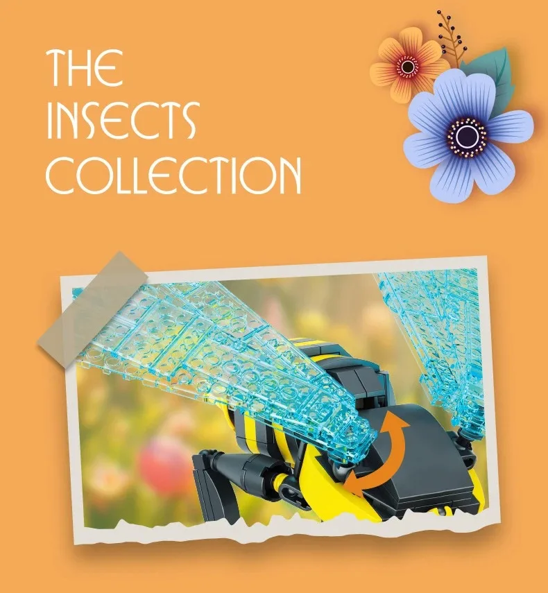 Insect Bee Model 750PCS Blocks set Compatible with Lego Floating Stand Floral Base STEM Toy Gift for Teen Women Nature Lovers - view 4