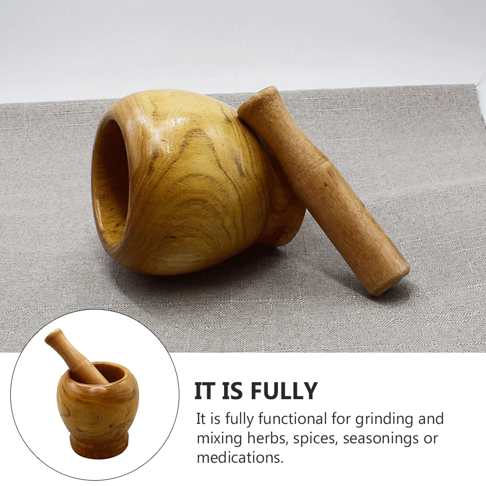 

Wooden Garlic Crusher Kitchen Pestle Muddler For Grinding Spices Medications Home Garlic Chopper Tool Multifunctional Natural