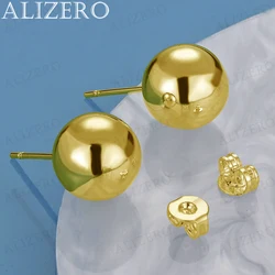 ALIZERO 18K Gold Smooth 10mm Beads Stud Earrings For Women Fashion Wedding Engagement Party Charms Jewelry Accessories