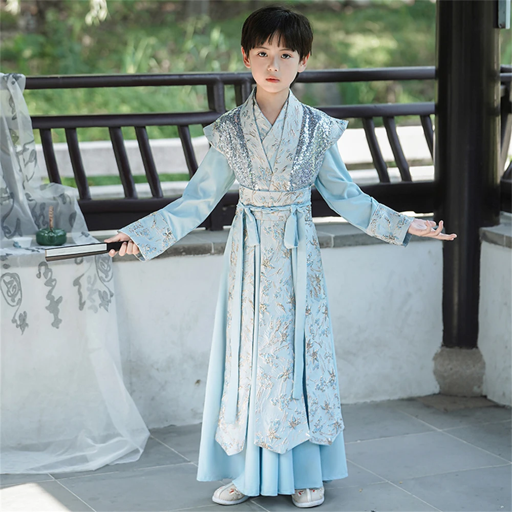 Autunno nuovi ragazzi bei Hanfu Set bambini Costume antico tradizionale cinese spadaccino Tang Suit Performance Costume Outfits