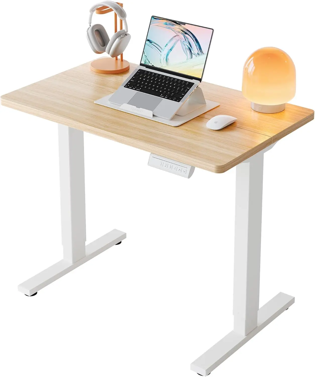 

32' Electric Standing Desk, 4 Memory Heights, Light Walnut, Home Office Sit-Stand Desk